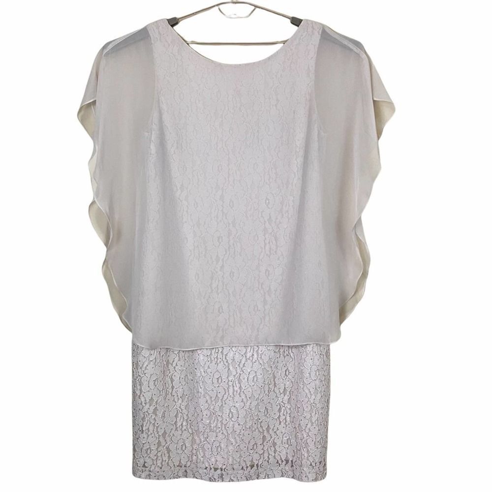 Scarlett Lace Chiffon Drape Dress with Sparkle 16W